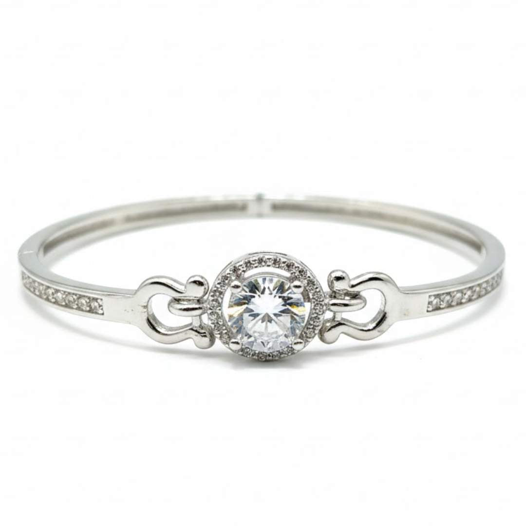 925 Sterling Silver Solitaire Halo Bracelet for Women