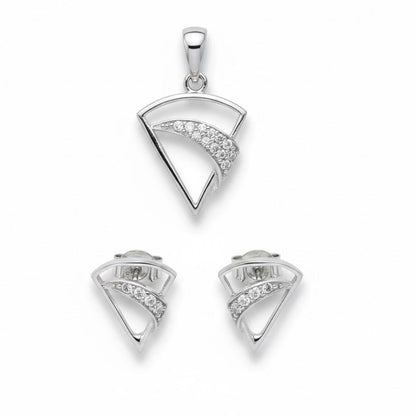925 Sterling Silver Petite Blossom Pendant & Earrings Set for Women