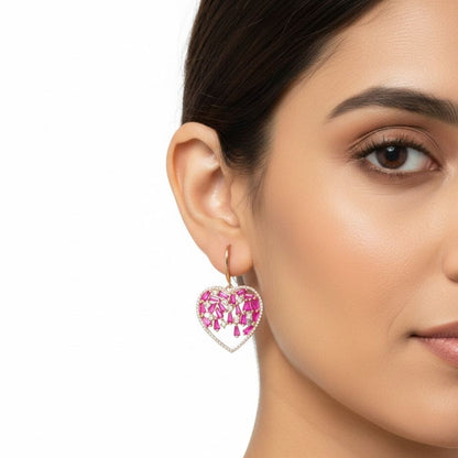 925 Sterling Silver Rose Heart Hoop Earrings for Women