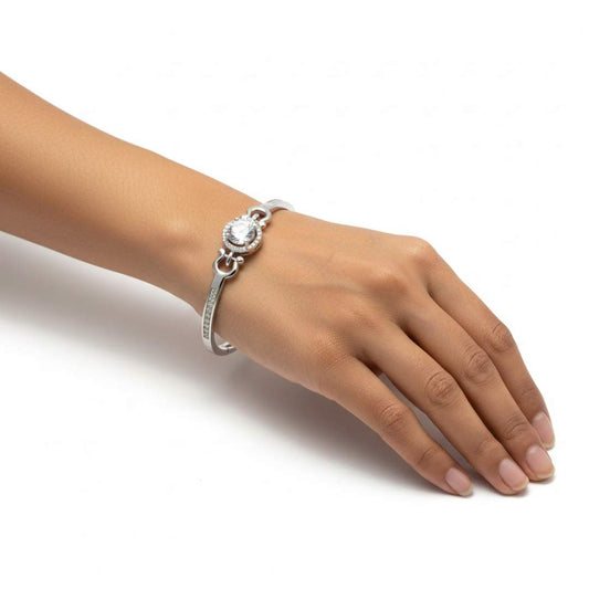 925 Sterling Silver Solitaire Halo Bracelet for Women