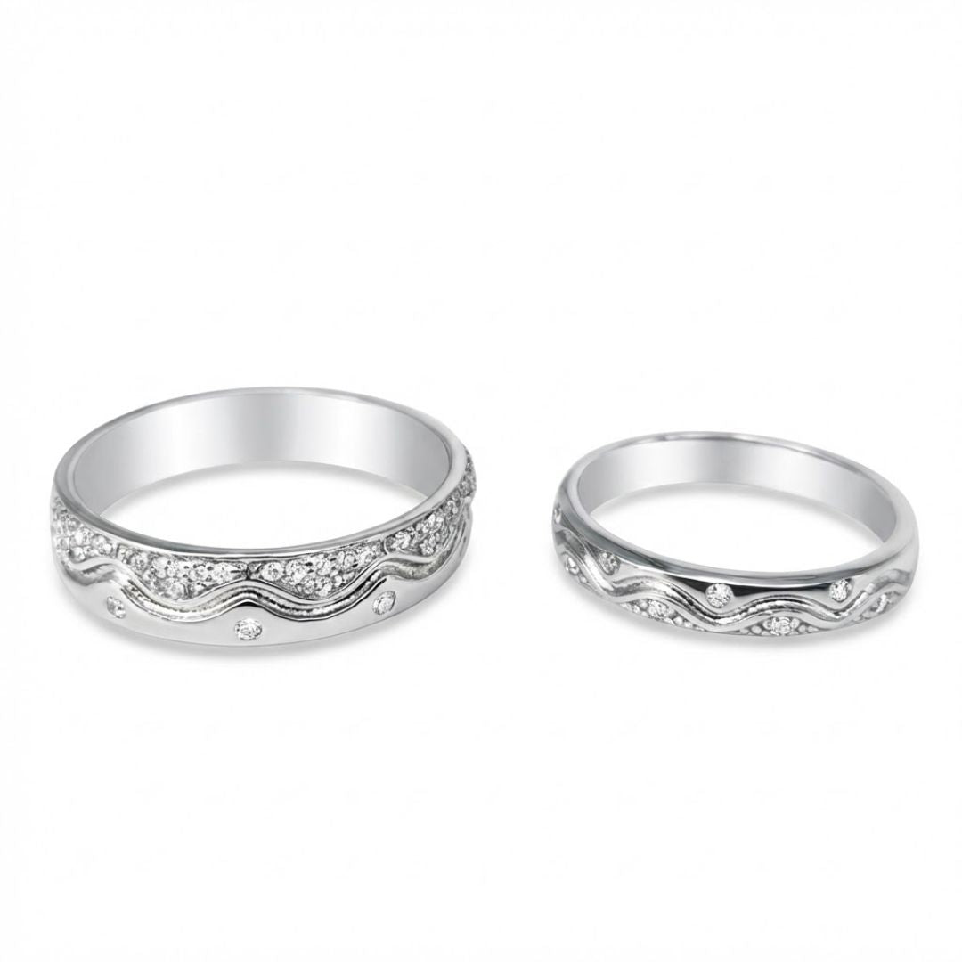 925 Sterling Silver Vintage Vine & Scroll Couple's Rings