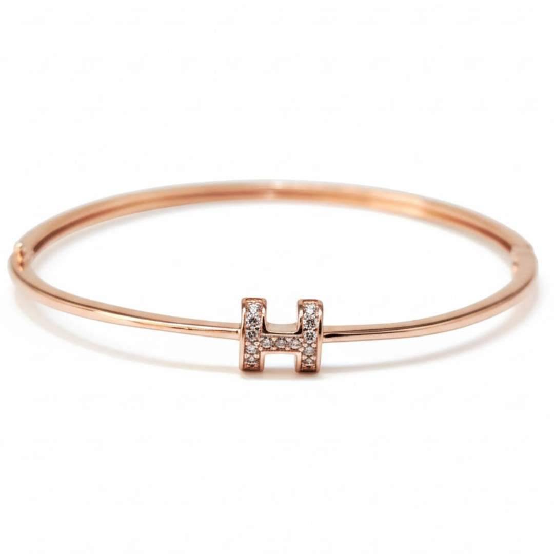 925 Sterling Silver H Monogram Bracelet for Women