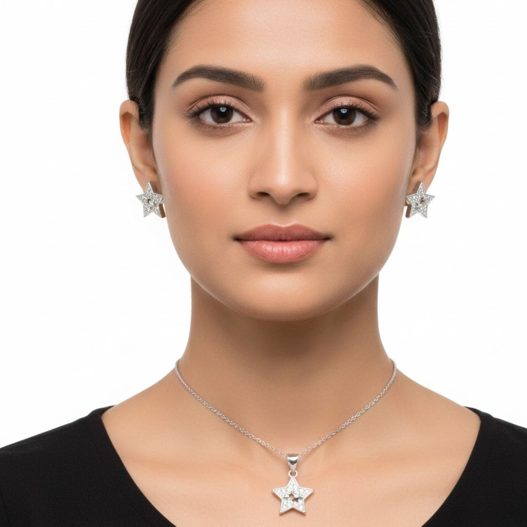 925 Sterling Silver Star Jewelry Set for Women