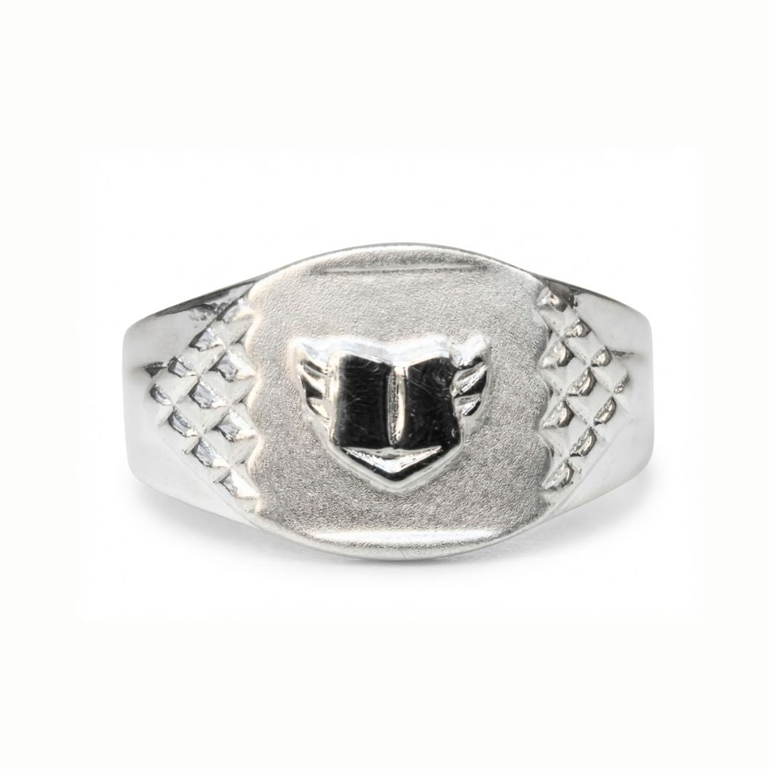 925 Sterling Silver Winged Shield Signet Ring for Men