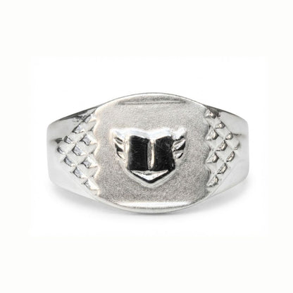 925 Sterling Silver Winged Shield Signet Ring for Men