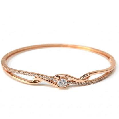 925 Sterling Silver Interlocking Wave Rose Gold Bracelet for Women