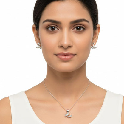 925 Sterling Silver Sleek Curve Jewelry Set for Women