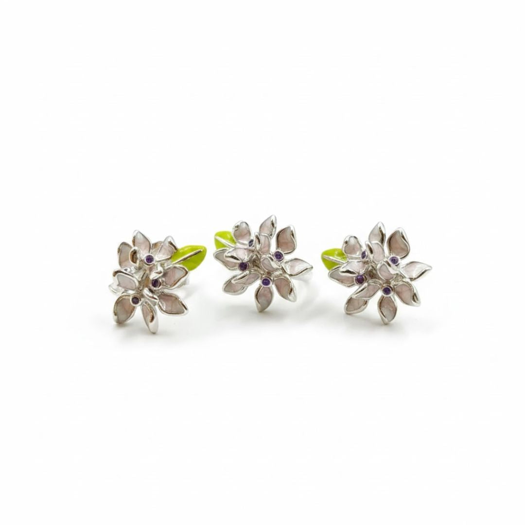 925 Sterling Silver Lilac Floral Jewelry Set for Women Gift Wear