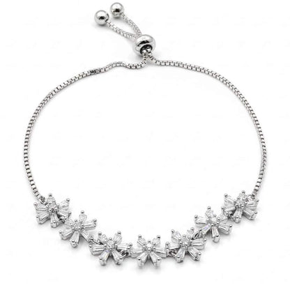 925 Sterling Silver Starburst Baguette Bolo Bracelet for Women