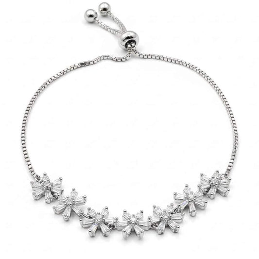 925 Sterling Silver Starburst Baguette Bolo Bracelet for Women