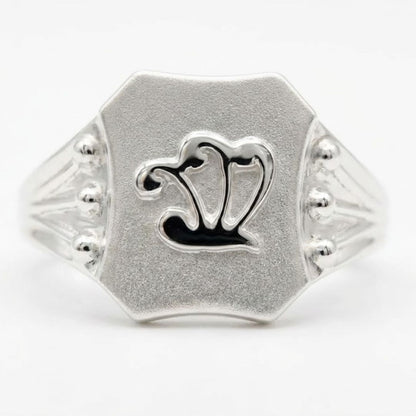 925 Sterling Silver Crown Hexagonal Signet Ring for Men