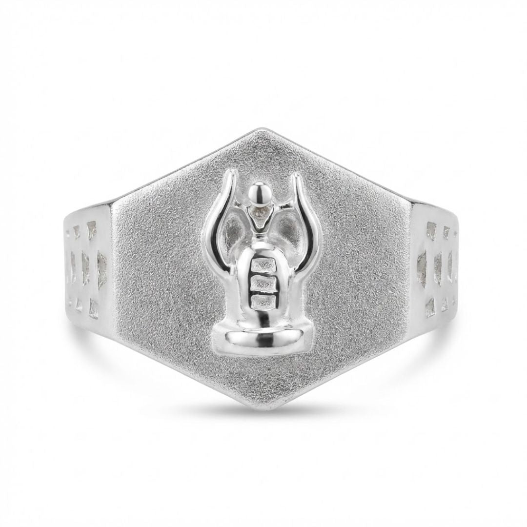 925 Sterling Silver Winged Hexagonal Signet Ring for Men