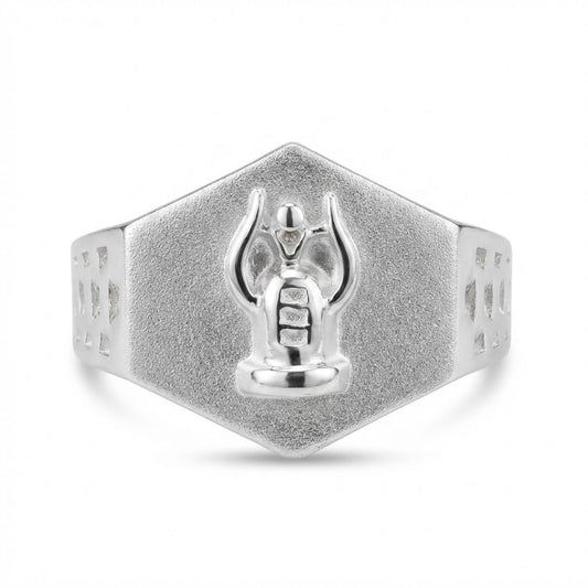 925 Sterling Silver Winged Hexagonal Signet Ring for Men