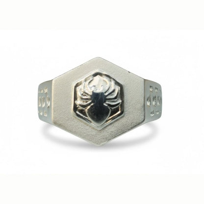 925 Sterling Silver Spider Hexagonal Signet Ring for Men