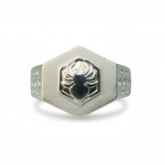 925 Sterling Silver Spider Hexagonal Signet Ring for Men