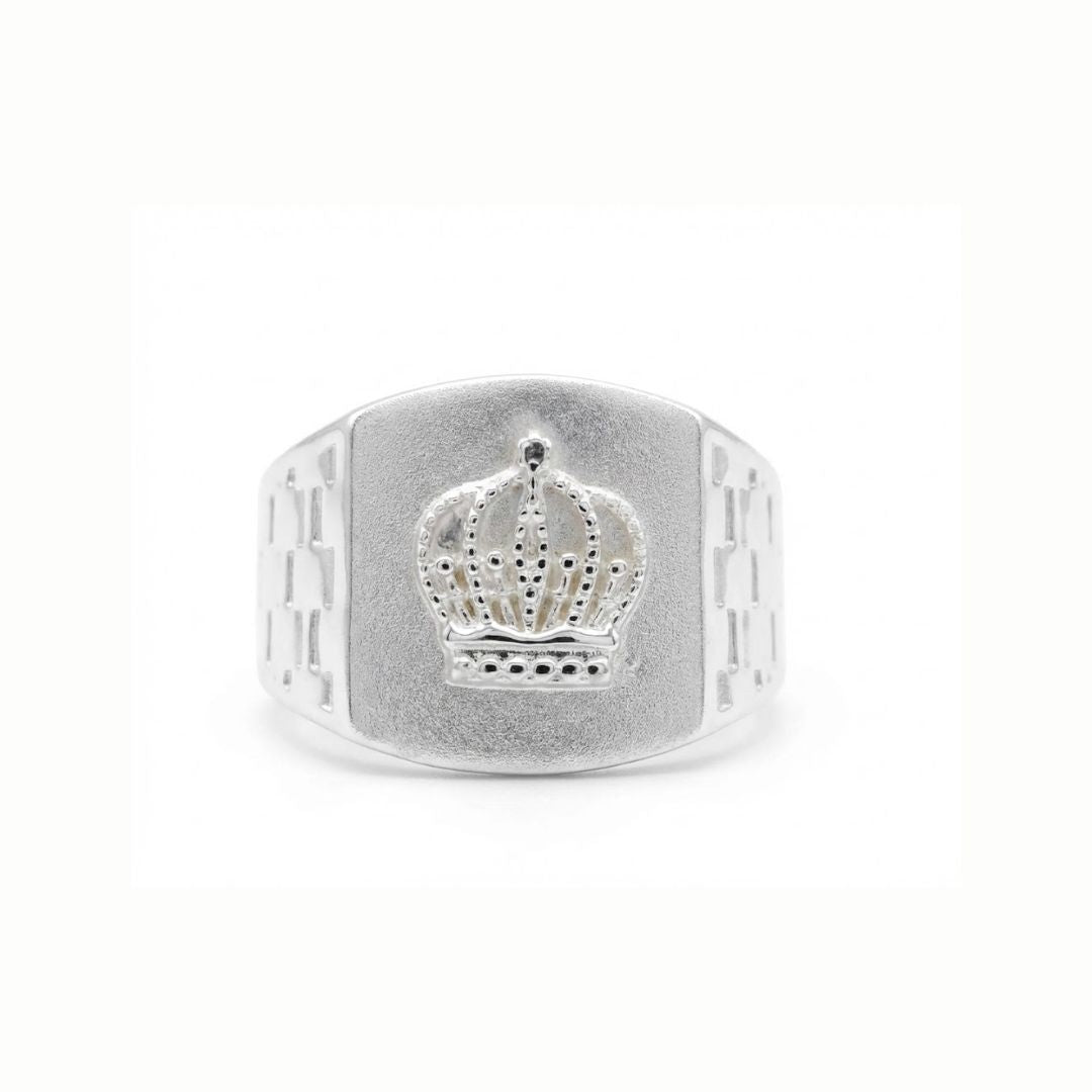 925 Sterling Silver Royal Crown Signet Ring for Men