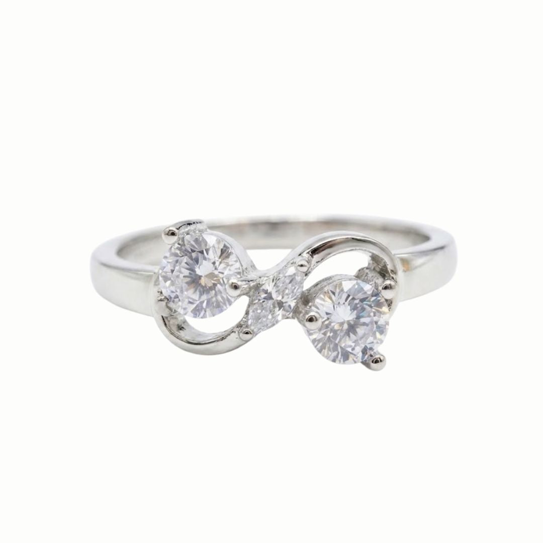 925 Sterling Silver Crystal Infinity Bow Ring for Women