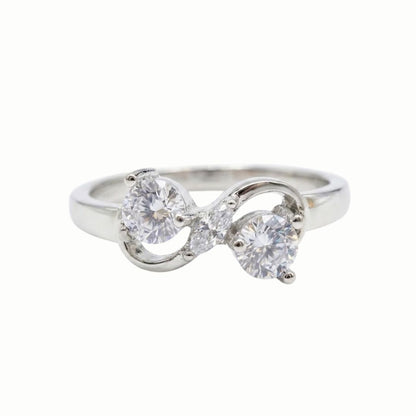 925 Sterling Silver Crystal Infinity Bow Ring for Women
