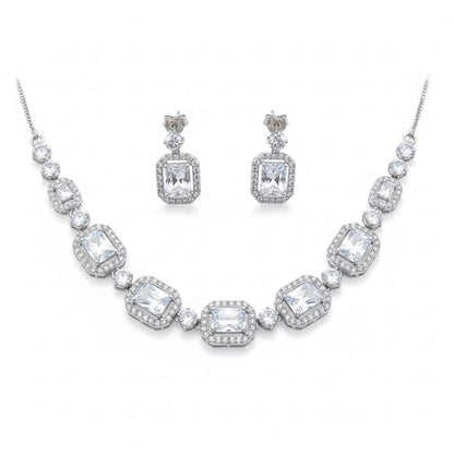 925 Sterling Silver Radiance Halo Necklace with Cubic Zirconia