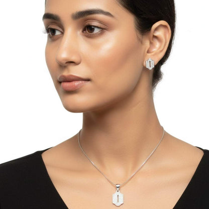 925 Sterling Silver Art Deco CZ Jewelry Set for Women
