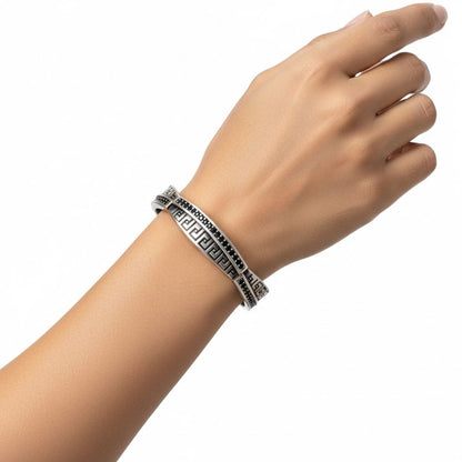 925 Sterling Silver Oxidized Greco Noir Bangle for Women