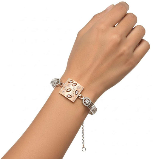 925 Silver Celestial Elegance Bracelet with Rose Gold for Women