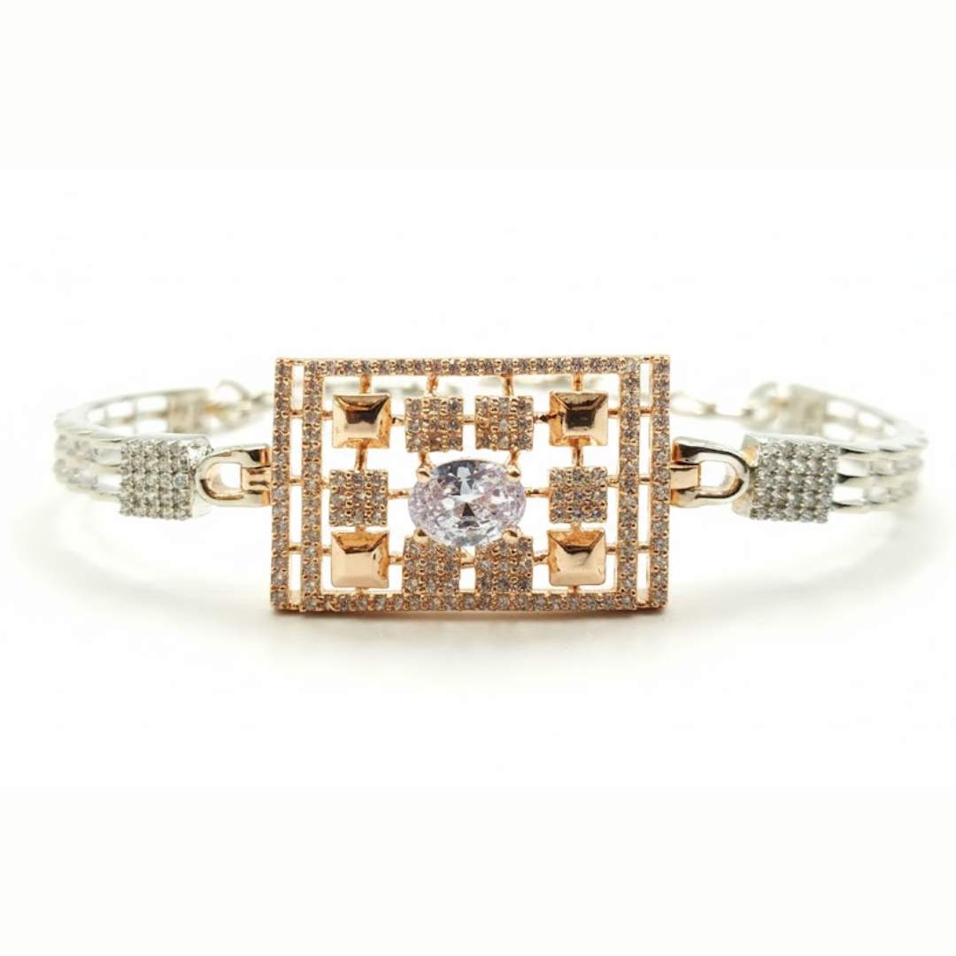 925 Silver Majesty Geometric Bracelet with Sparkling Stones