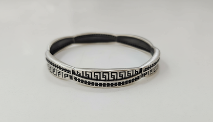 925 Sterling Silver Greco Noir Oxidized Bangle for Women | Statement