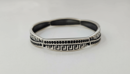 925 Sterling Silver Greco Noir Oxidized Bangle for Women | Statement