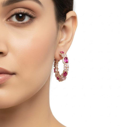 925 Sterling Silver Rose Radiance Hoop Earrings for Women Gift