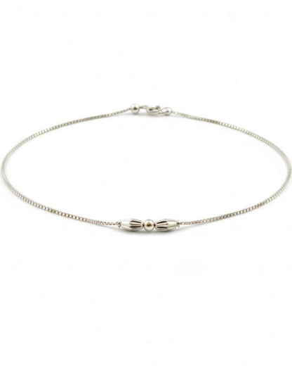 925 Sterling Silver Minimalist Beaded Anklet for Women