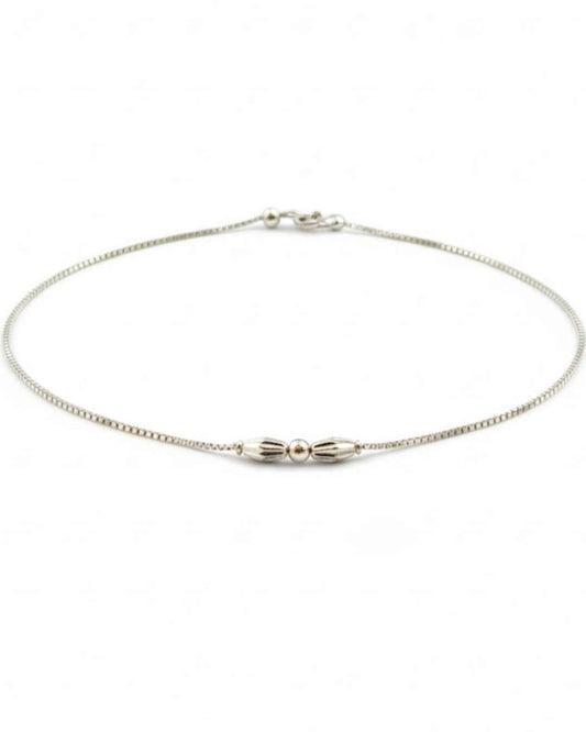 925 Sterling Silver Minimalist Beaded Anklet for Women