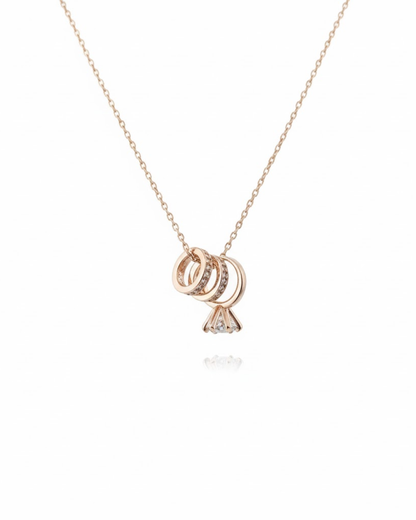 925 Sterling Silver Triple Ring Pendant Necklace for Women