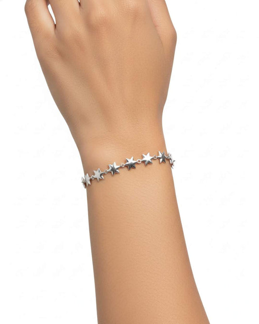 925 Sterling Silver Celestial Star Link Bracelet for Women