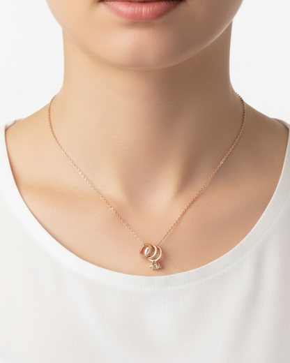 925 Sterling Silver Triple Ring Pendant Necklace for Women