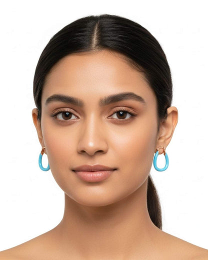 925 Sterling Silver Azure Loop Hoop Earrings for Women