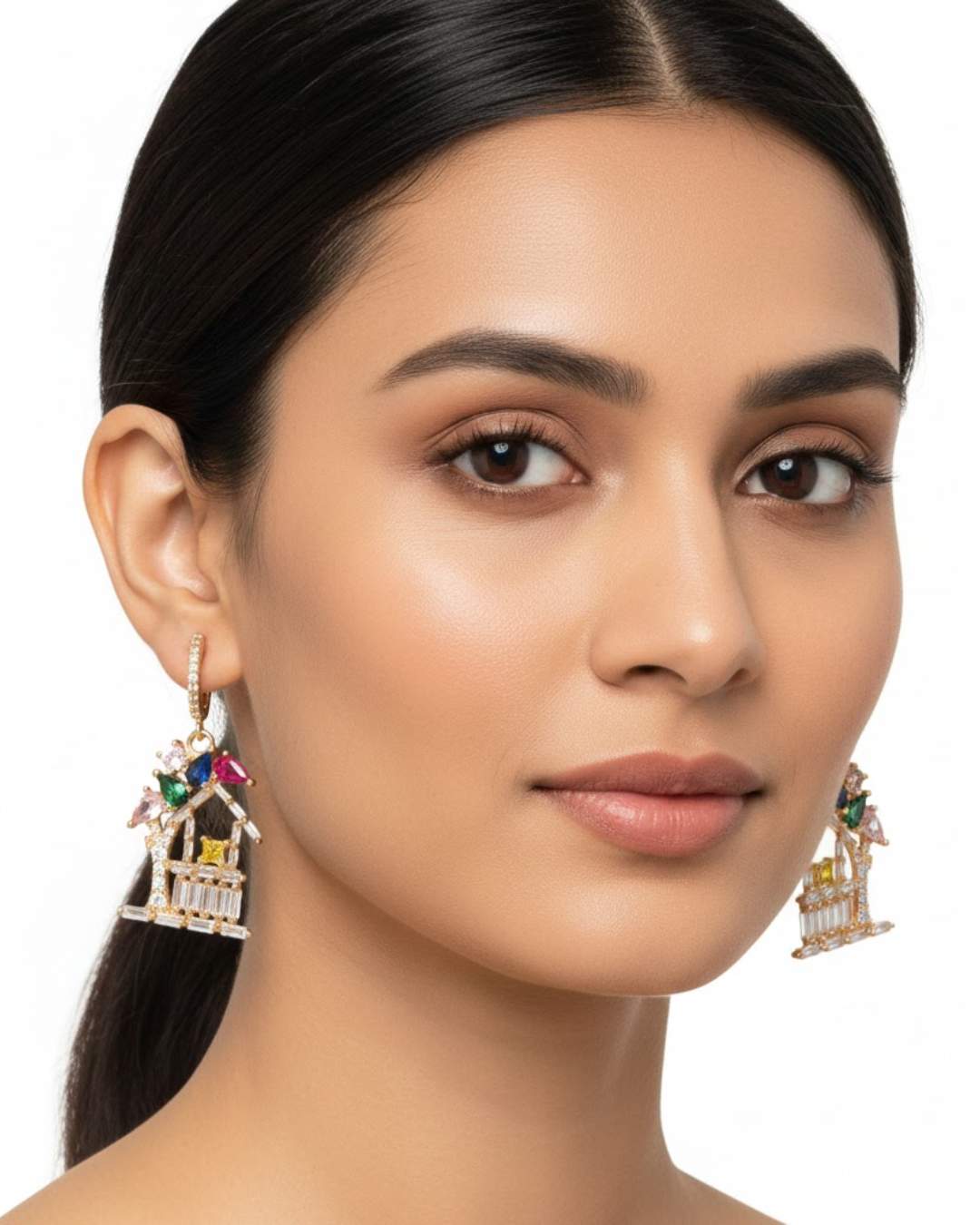 925 Sterling Silver Birdhouse Design Earrings