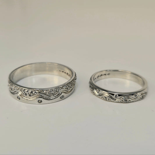 Vintage-Inspired Vine & Scroll Couple's Rings
