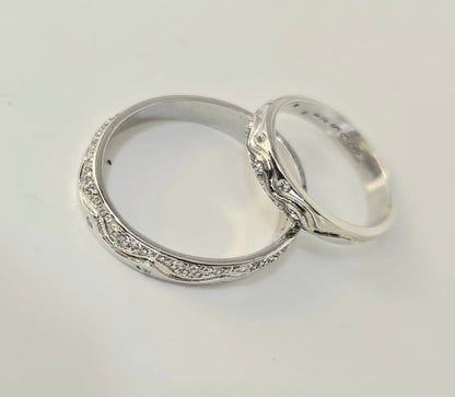 Vintage-Inspired Vine & Scroll Couple's Rings