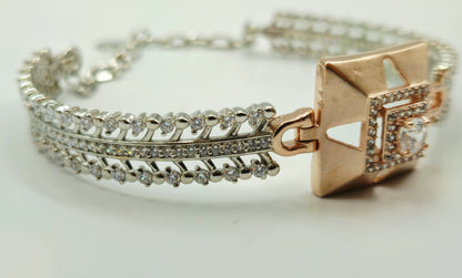 925 Sterling Silver Diamond-Styled Leaf Bracelet for Women | Sparkling Gift