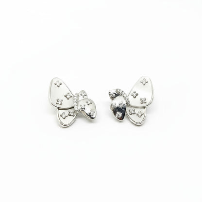 925 Sterling Silver Butterfly Floral Stud Earrings for Women