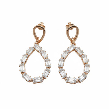 925 Sterling Silver Teardrop Baguette Earrings for Women