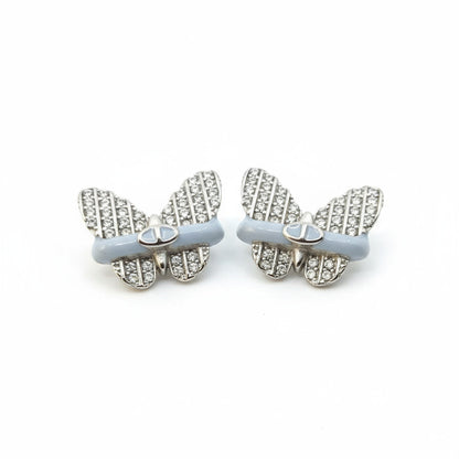 925 Sterling Silver Butterfly Enamel Stud Earrings for Women