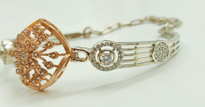 925 Sterling Silver Radiant Blossom Bracelet for Women | Rose Gold & CZ Gift