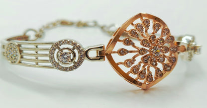 925 Sterling Silver Radiant Blossom Bracelet for Women | Rose Gold & CZ Gift