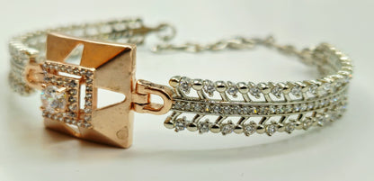 925 Sterling Silver Diamond-Styled Leaf Bracelet for Women | Sparkling Gift