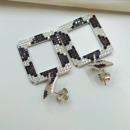 Glam Leopard Square Drop Earrings