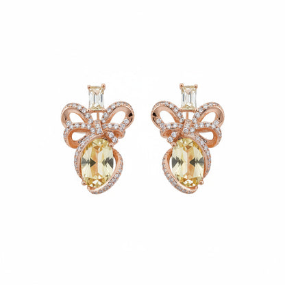 925 Sterling Silver Blue Stone Bow Earrings for Women