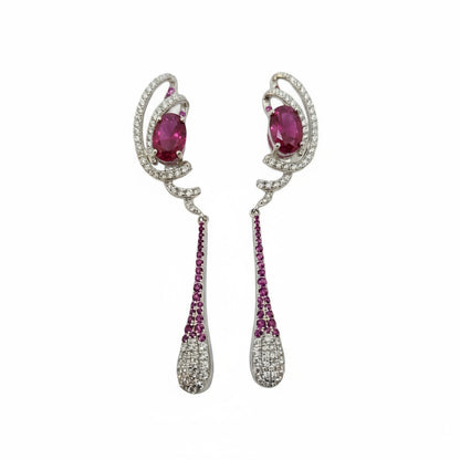 925 Sterling Silver Ruby Elegance Dangle Earrings for Women
