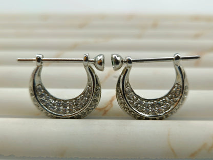 Wide Silver Pave Hoop Earrings